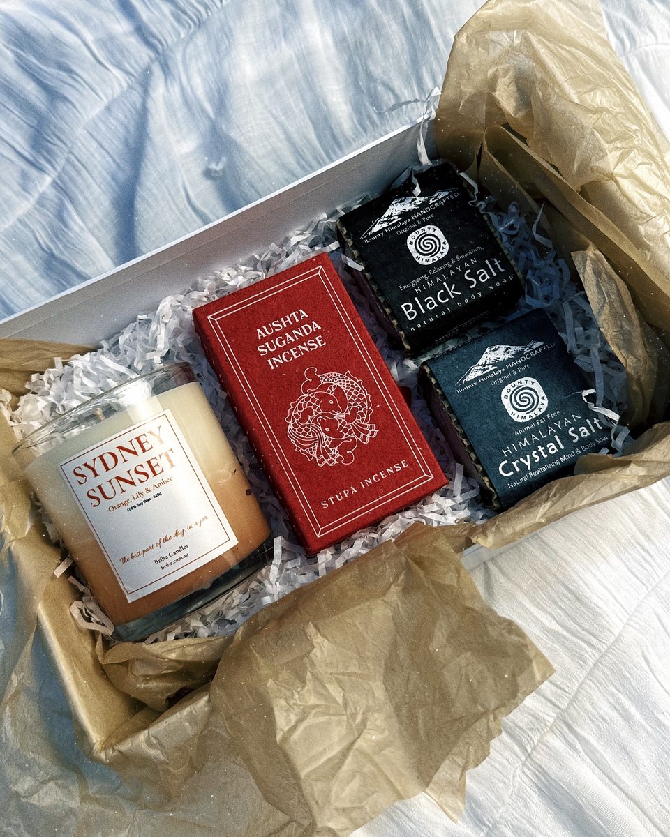 Himalayan Ritual gift box with Sydney Sunset candle, Stupa incense and Himalayan soaps