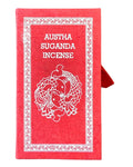 Austha Suganda incense in a red handmade lokta paper box with golden fish print